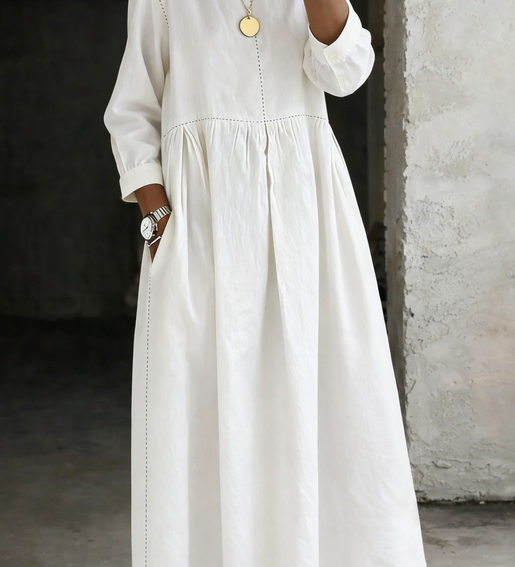 Elise | Robe en jean col rond manches longues