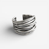 Bague ajustable en argent sterling 925 en couches