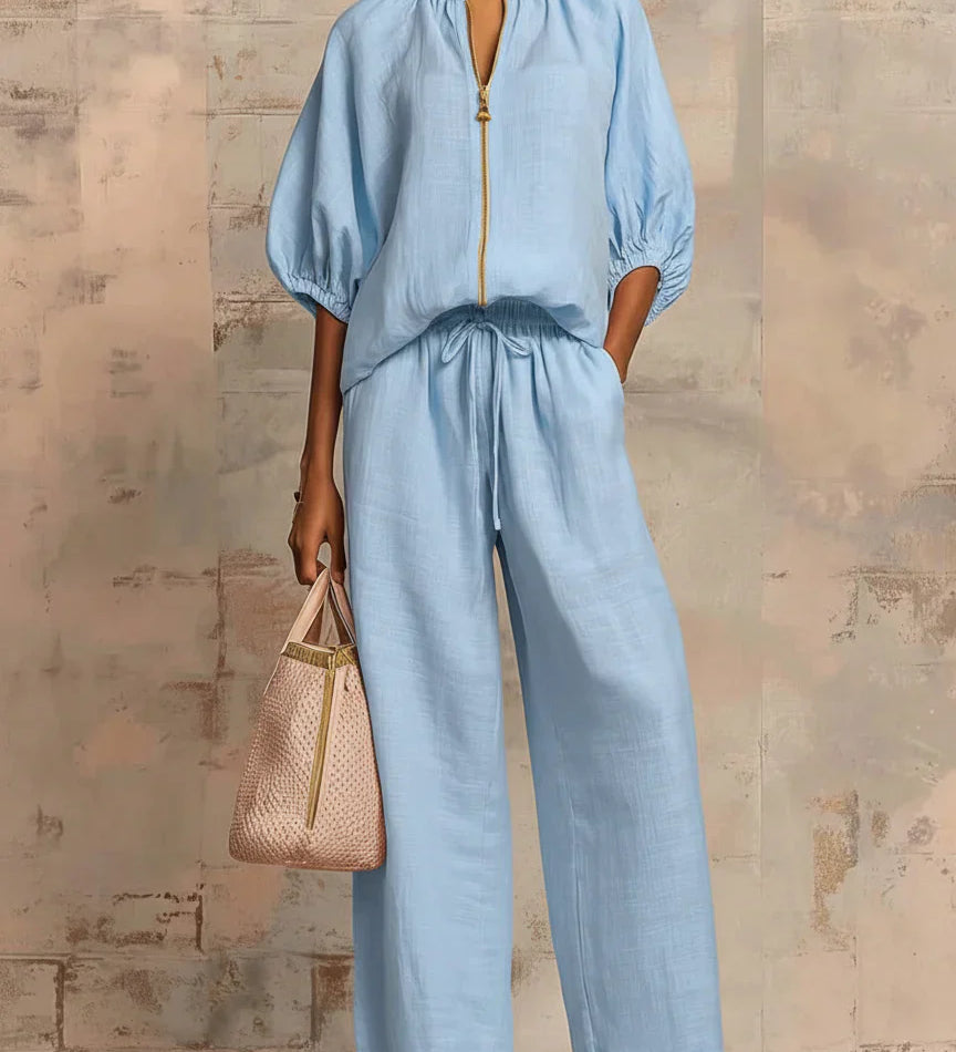 Alba | Ensemble de deux pièces : Chemise décontractée et pantalon large